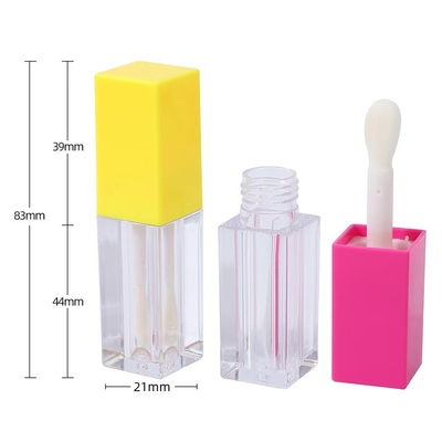 브러쉬와 함께 정면 플라스틱 입술 가시 튜브 화장품 타입 입술 광택 사용자 지정 색상 4.9ml