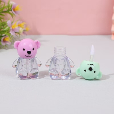 2ml 귀여운 곰 머리 모자 다양한 색상의 플라스틱 립 글래스 튜브 나사 모자 폐쇄 및 사용자 정의 인쇄