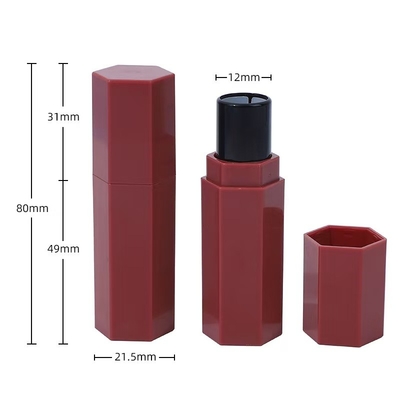 립스틱 빨강 스틱 및 반짝이는 효과에 대한 헥사그널 플라스틱 립스틱 튜브 5ml 샘플 제공