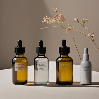 여행 친화적 인 앰버 에센셜 오일 병 플라스틱 방울 머리와 유리 파이펫 5ml 10ml 30ml 50ml 100ml