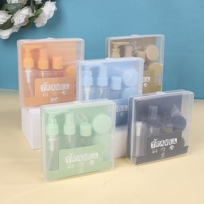 보기 디자인 7 조각 플라스틱 여행 50ml 병 세트 개인 관리용 패키지