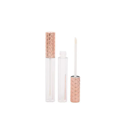 도매 4.5ml 플라스틱 립글로스 튜브 (골드 캡 및 화이트 브러시 포함, 빈 화장품 용기)