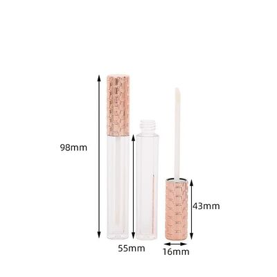 도매 4.5ml 플라스틱 립글로스 튜브 (골드 캡 및 화이트 브러시 포함, 빈 화장품 용기)