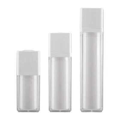 피부 관리용 제품용 로터리 잠금 펌프와 함께 15ml 30ml 50ml 정사각형 모양의 공기 없는 펌프 병