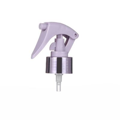 Customized Plastic Mini Trigger Sprayer with 24/410 28/410 Neck Size and UV Metallic Collar/Skirt with Clip